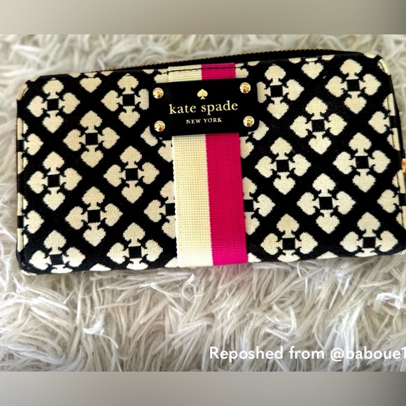 kate spade Handbags - Kate Spade Neda Black White Pink  Zip Wallet Clutch